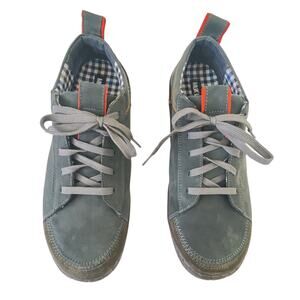 Muk Luks Suede Shoes Sz 13 Men's Leather Lace-up Sneakers Blue Orange Accent